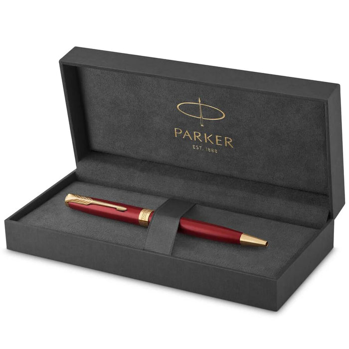 Parker Sonnet Red Lacquer Gold Trim Ballpoint Pen