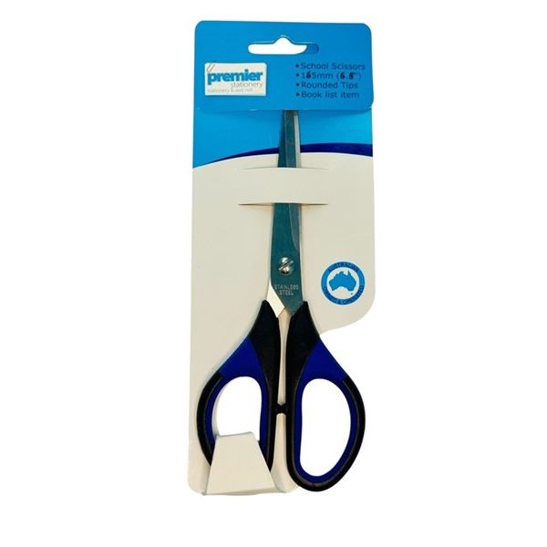Premier School Scissors 165mm – Pointed Tips, Soft Grip, Easy Hold Handles