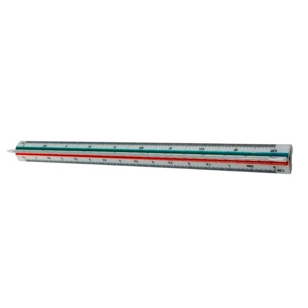 Plastic Triangular Ruler – with 6 Metric Scales (1:75, 1:100, 1:125, 1:25, 1:50, 1:20)