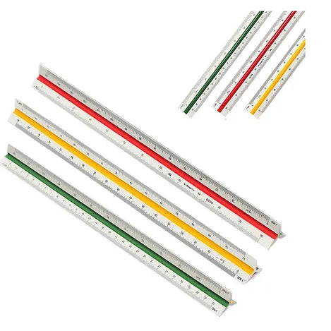 Plastic Triangular Ruler – with 6 Metric Scales (1:75, 1:100, 1:125, 1:25, 1:50, 1:20)