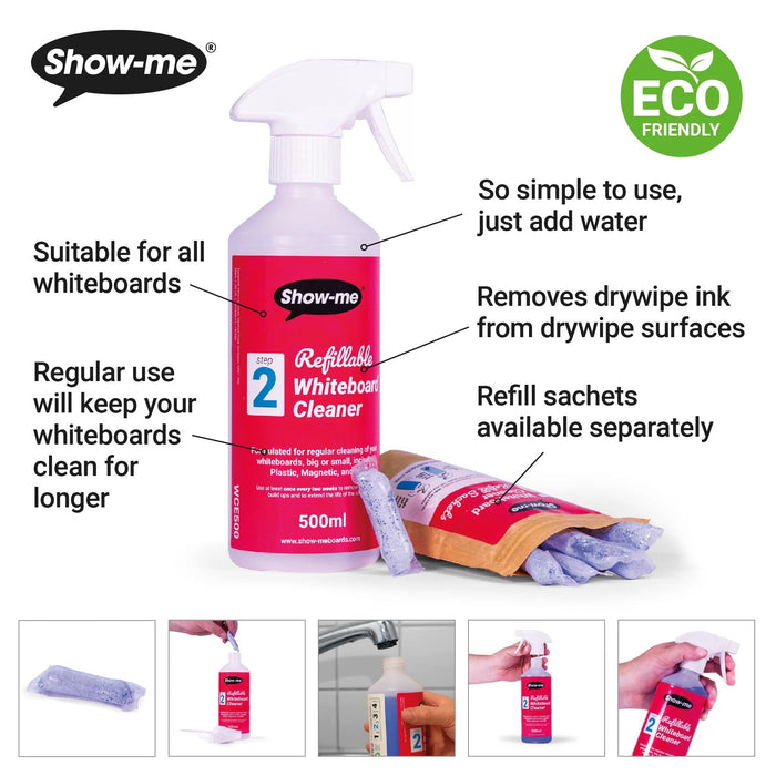 Show-me Refillable Whiteboard Cleaner 500ml Trigger Spray Eco Friendly