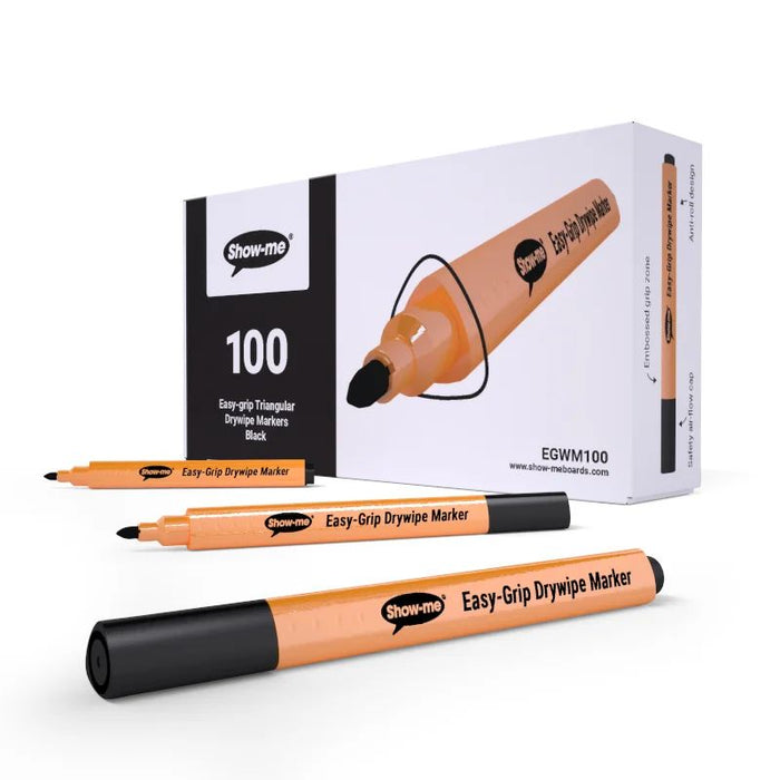Show Me Triangular Barrel Whiteboard Markers ( Pack of 100 Markers)