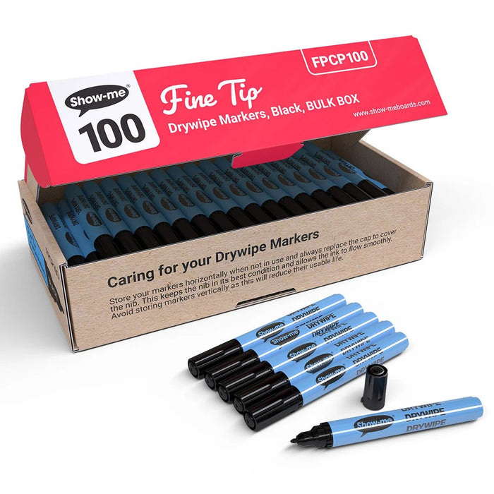 Show Me Fine Point Black Student Whiteboard Pens ( Pack of 100 Markers)