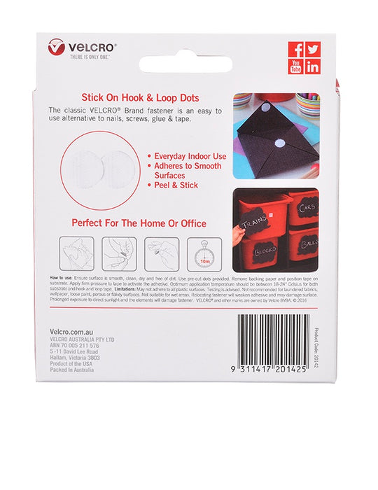 Osmer Dispenser Box Velcro Brand Dots Hook Only - White