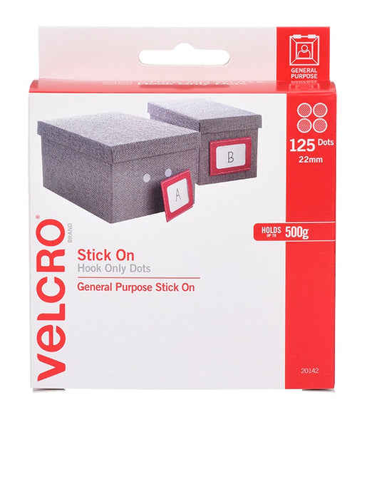 Osmer Dispenser Box Velcro Brand Dots Hook Only - White
