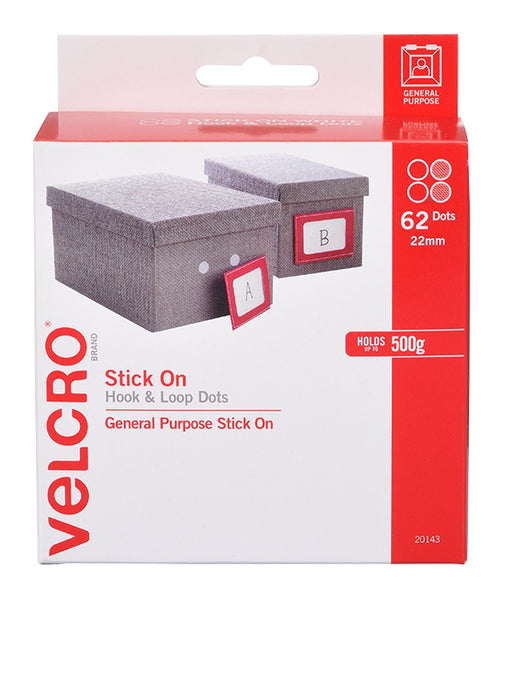 Osmer Dispenser Box Velcro Brand Dots Hook & Loop - White