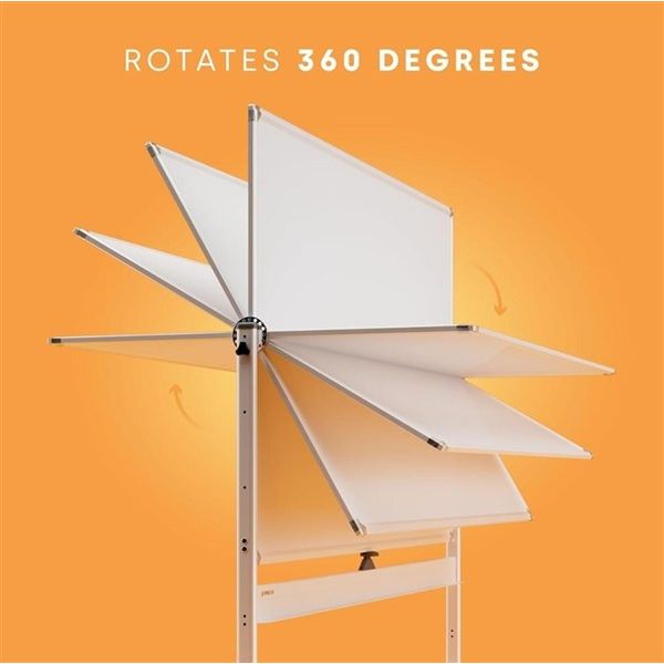 Mobile Whiteboard Double Sided 2400 X 1200mm Magnetic Pen Tray Lockable Castors