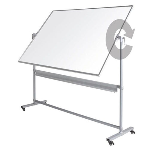 Mobile Whiteboard Double Sided 2400 X 1200mm Magnetic Pen Tray Lockable Castors