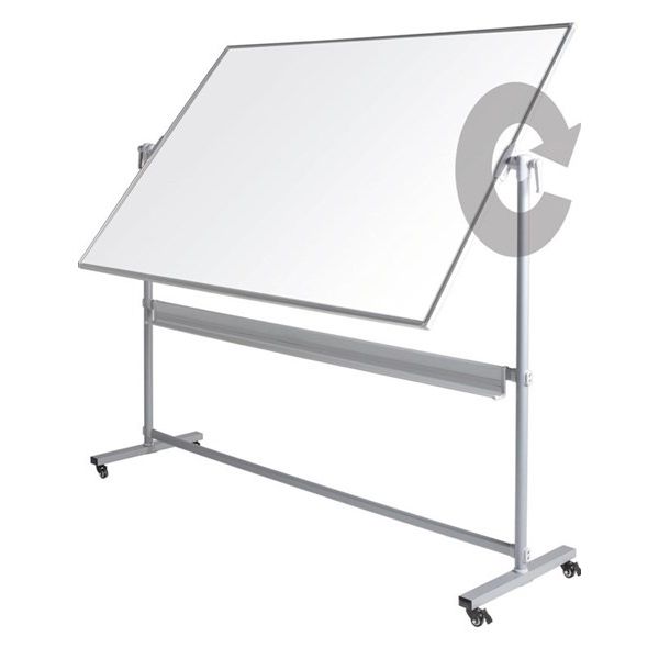 Mobile Whiteboard Double Sided 2400 X 1200mm Magnetic Pen Tray Lockable Castors