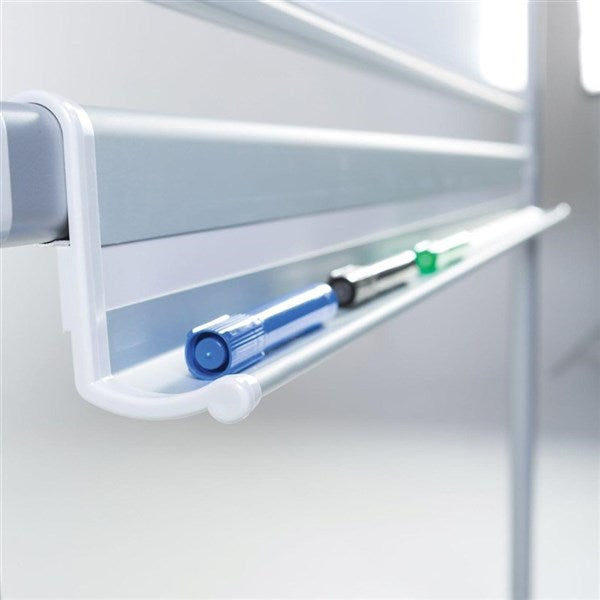Mobile Whiteboard Double Sided 2400 X 1200mm Magnetic Pen Tray Lockable Castors