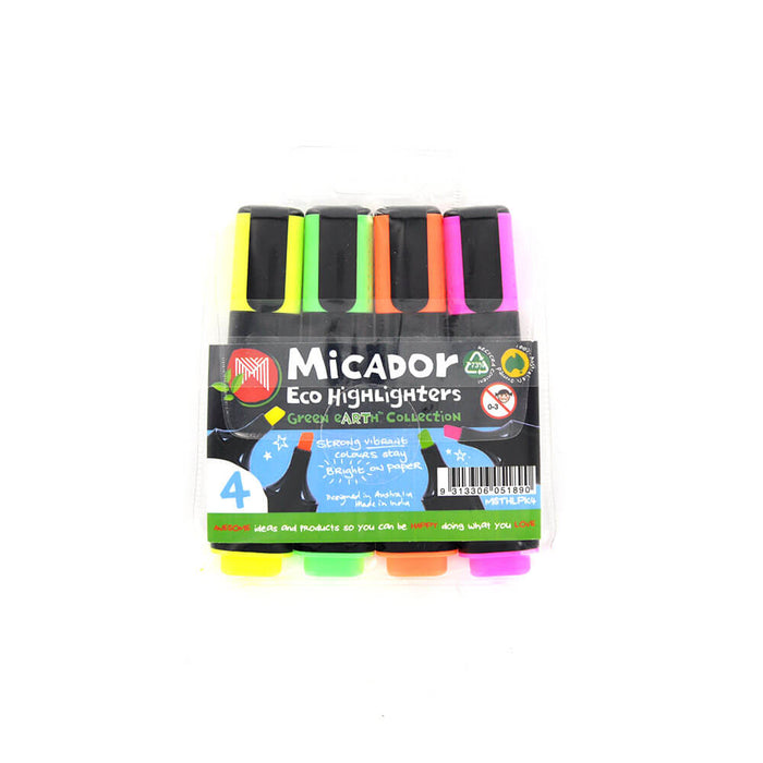 Micador Eco Highlighters - Pack of 4