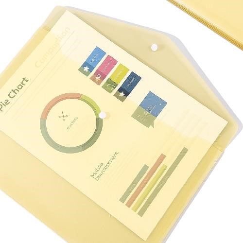 Light Yellow Document Wallets A4 Size with Button Closure – Pack of 10