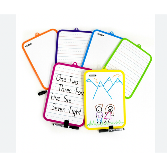 Bazic Double Sided Dry Erase Learning Board with Marker/Eraser (Assorted Colours)